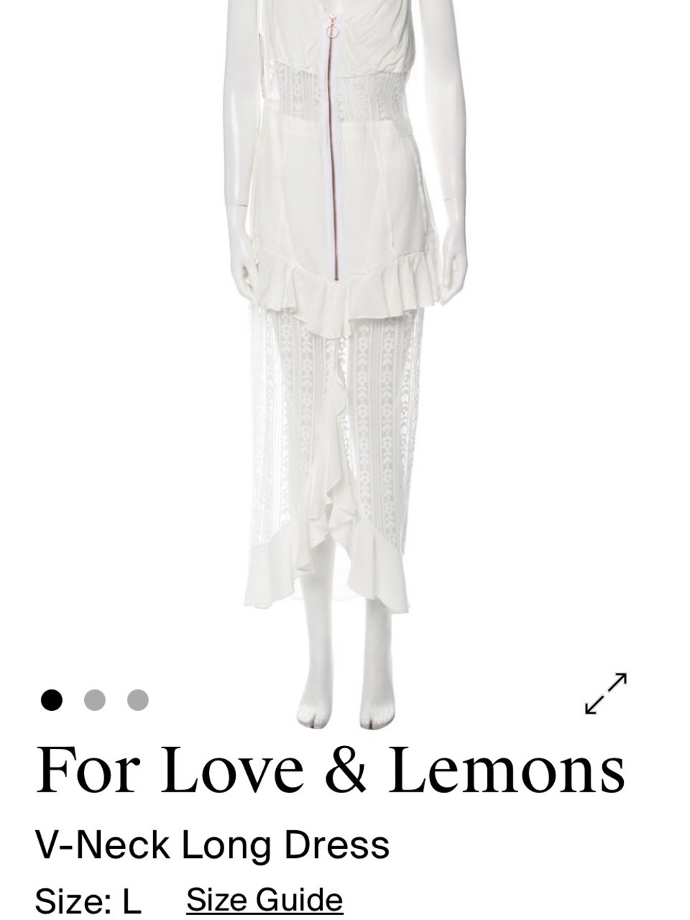 For Love And Lemons White Lace Ruffle Maxi Slip Dress - Picture 4 of 4